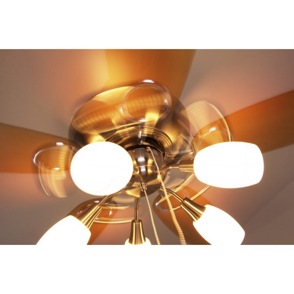 Globo JERRY Ventilator Chroom, roestvrij staal, Nikkel mat, 5-lichts