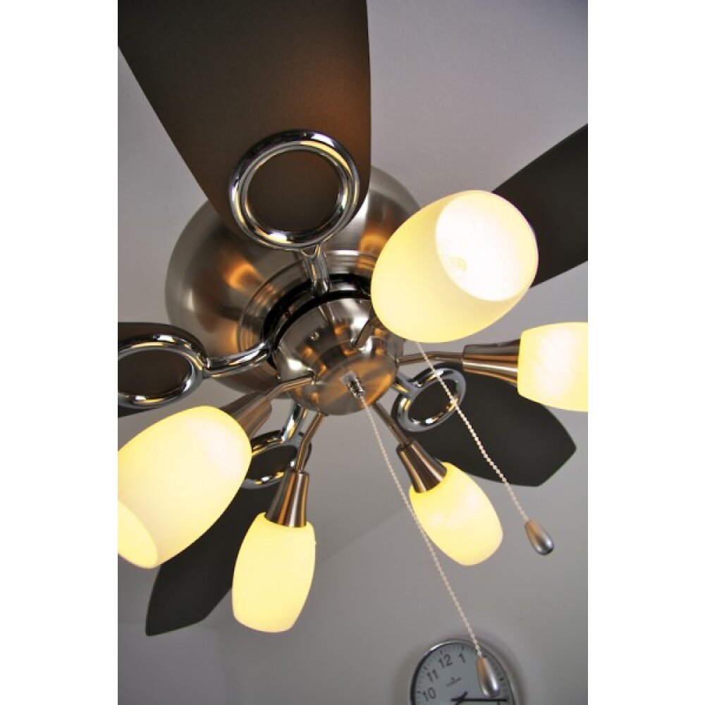 Globo JERRY Ventilator Chroom, roestvrij staal, Nikkel mat, 5-lichts