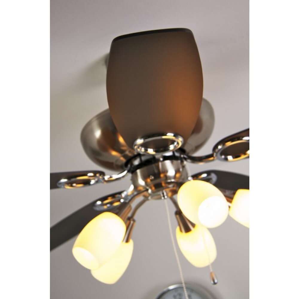 Globo JERRY Ventilator Chroom, roestvrij staal, Nikkel mat, 5-lichts