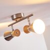 Pulau Plafondlamp Hout licht, Nikkel mat, 2-lichts
