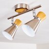 Pulau Plafondlamp Hout licht, Nikkel mat, 2-lichts