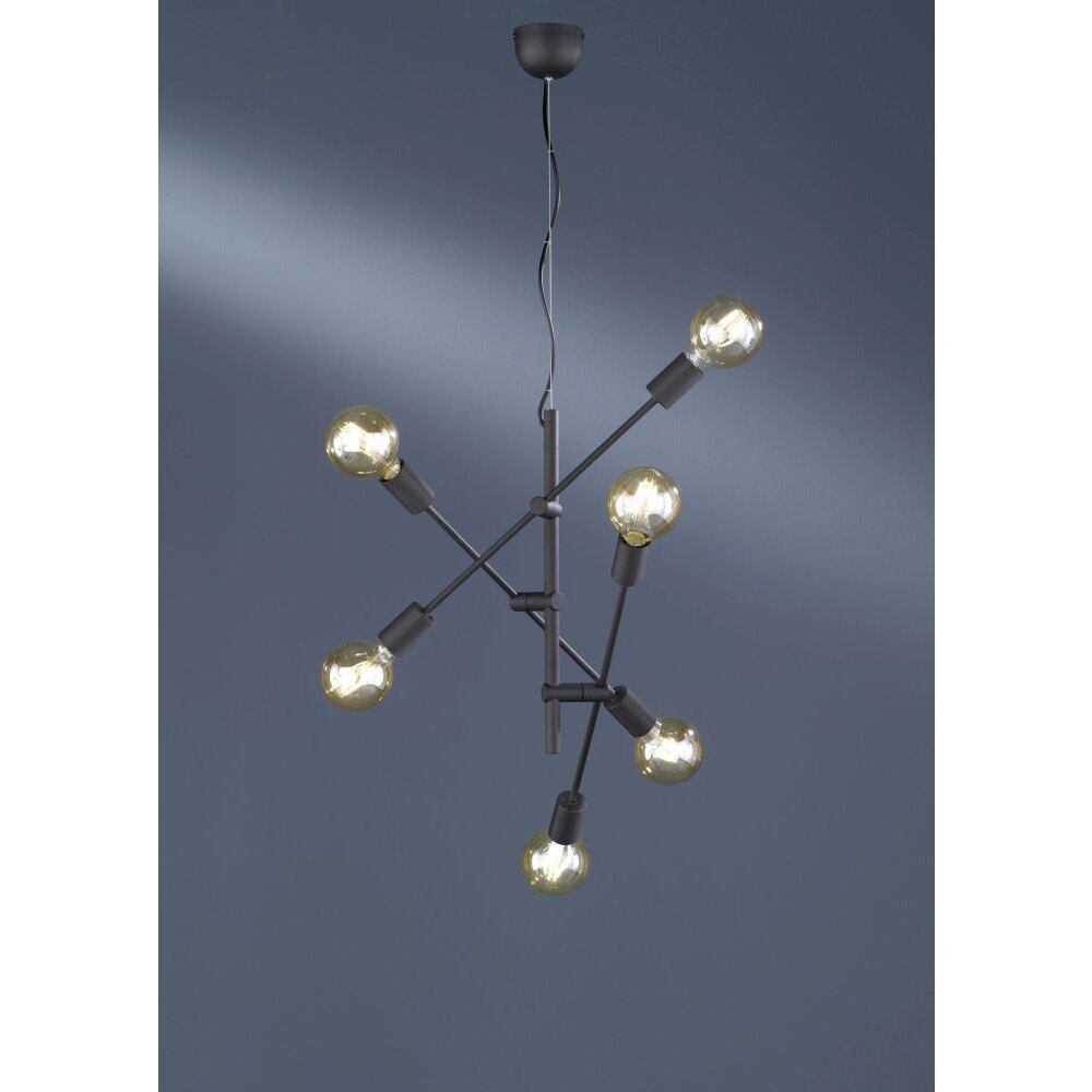 Trio CROSS Hanger Zwart, 6-lichts main product photo