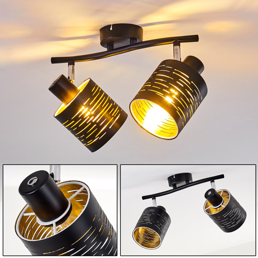 Bathinda Plafondlamp Zwart, 2-lichts main product photo