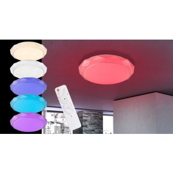 Globo Andi Plafondlamp LED Wit, 2-lichts, Afstandsbediening, Kleurwisselaar