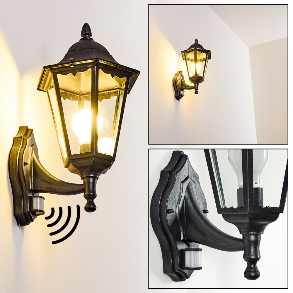 Esteli Buiten muurverlichting Zwart, 1-licht, Bewegingsmelder main product photo