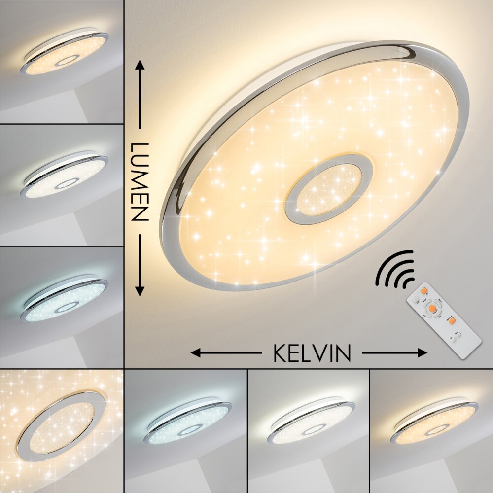Jamton Plafondlamp LED Chroom, 1-licht, Afstandsbediening main product photo