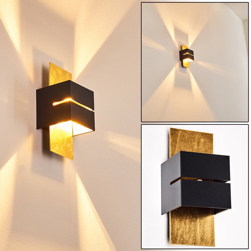 Tora Muurlamp Zwart-Goud, 1-licht main product photo