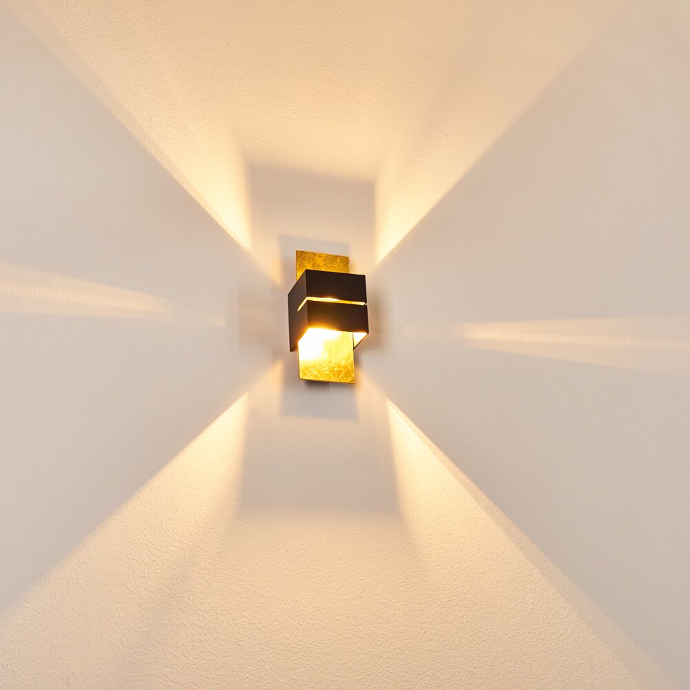 Tora Muurlamp Zwart-Goud, 1-licht