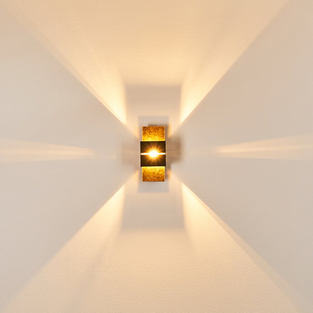 Tora Muurlamp Zwart-Goud, 1-licht