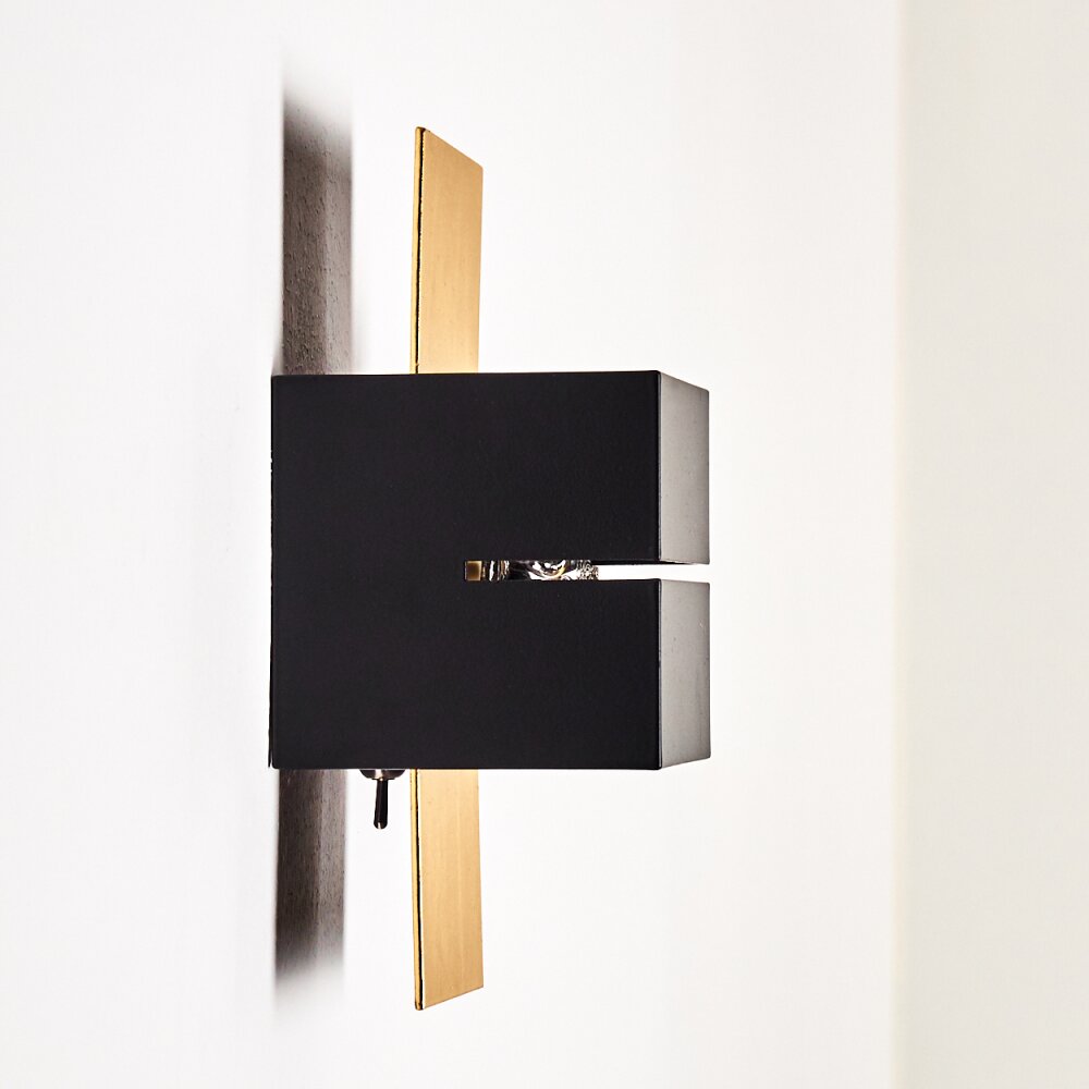 Tora Muurlamp Zwart-Goud, 1-licht