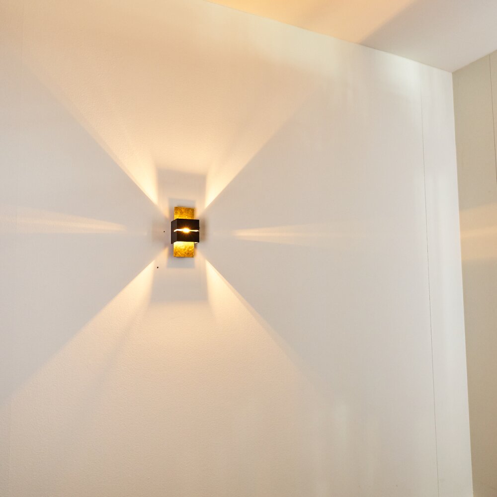 Tora Muurlamp Zwart-Goud, 1-licht