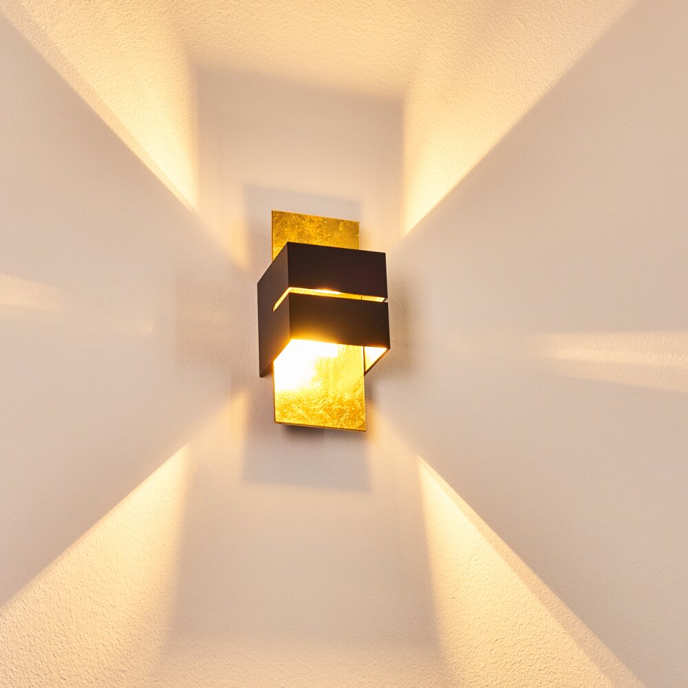 Tora Muurlamp Zwart-Goud, 1-licht