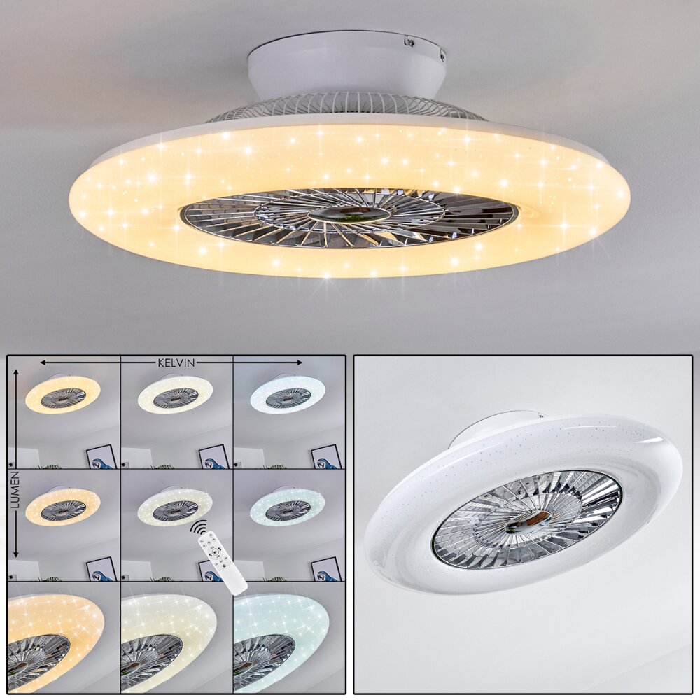 Petrovac plafondventilator LED Chroom, Wit, 1-licht, Afstandsbediening main product photo