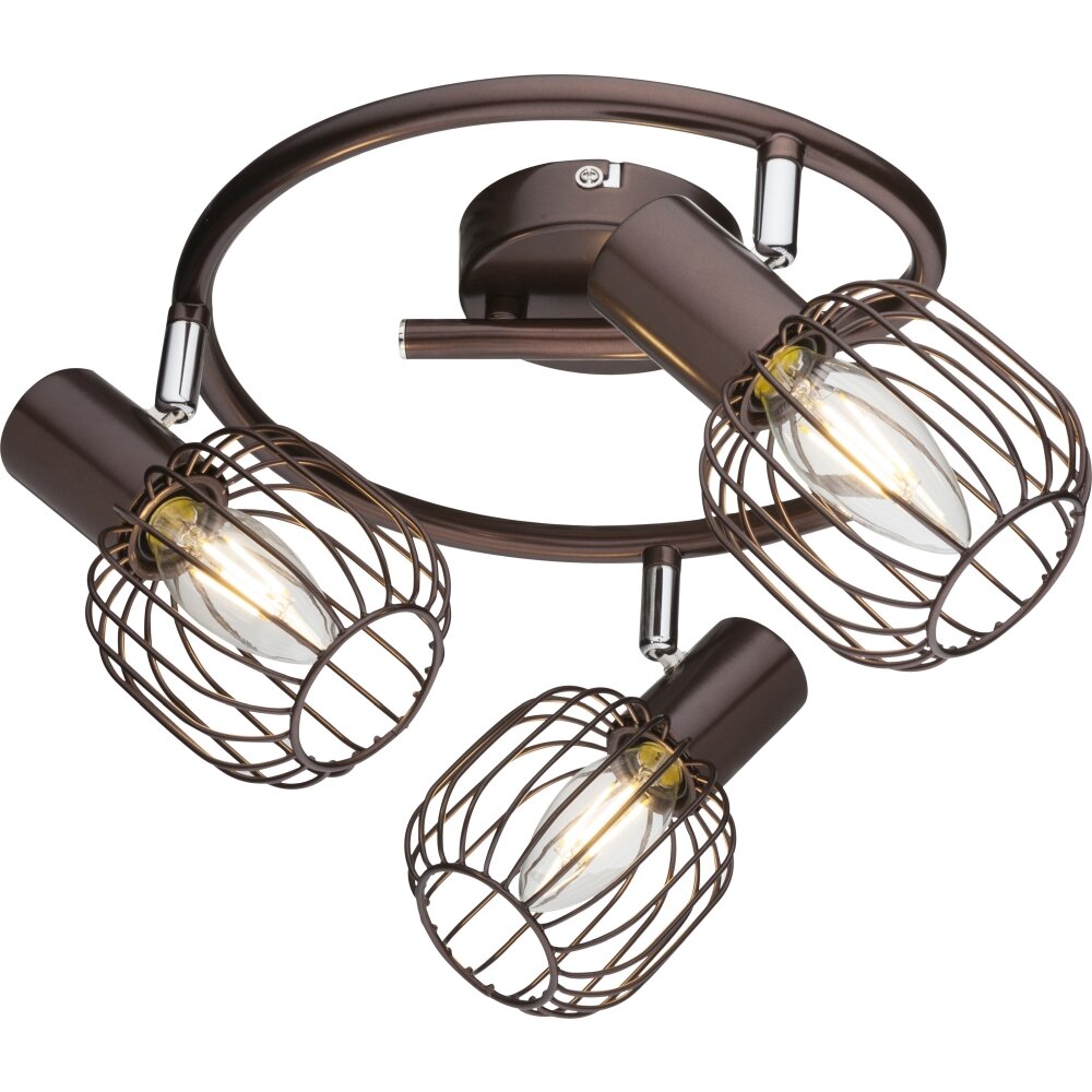 Globo Akin Plafond straler Bruin, 3-lichts main product photo