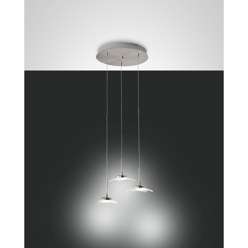 Fabas Luce Desus Hanglamp LED Nikkel mat, 3-lichts main product photo