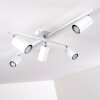Zuoz Plafondlamp Chroom, Wit, 5-lichts