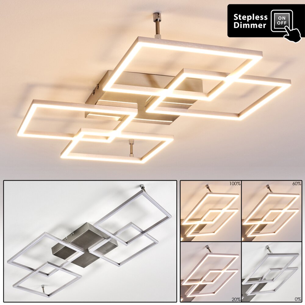 Veyrier Plafondlamp LED Staal geborsteld, 4-lichts main product photo