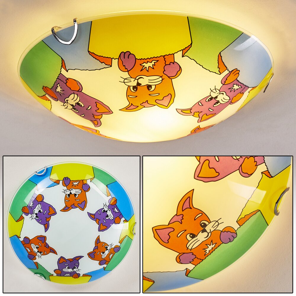 Pizzy Katze Plafondlamp Chroom, Wit, 2-lichts main product photo