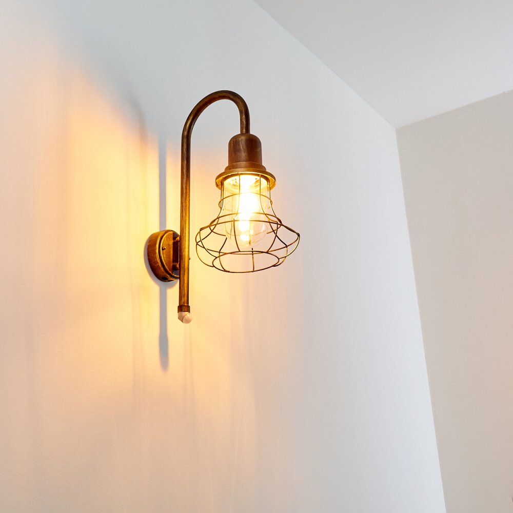 Borkan Buiten muurverlichting Bruin, Goud, 1-licht, Bewegingsmelder