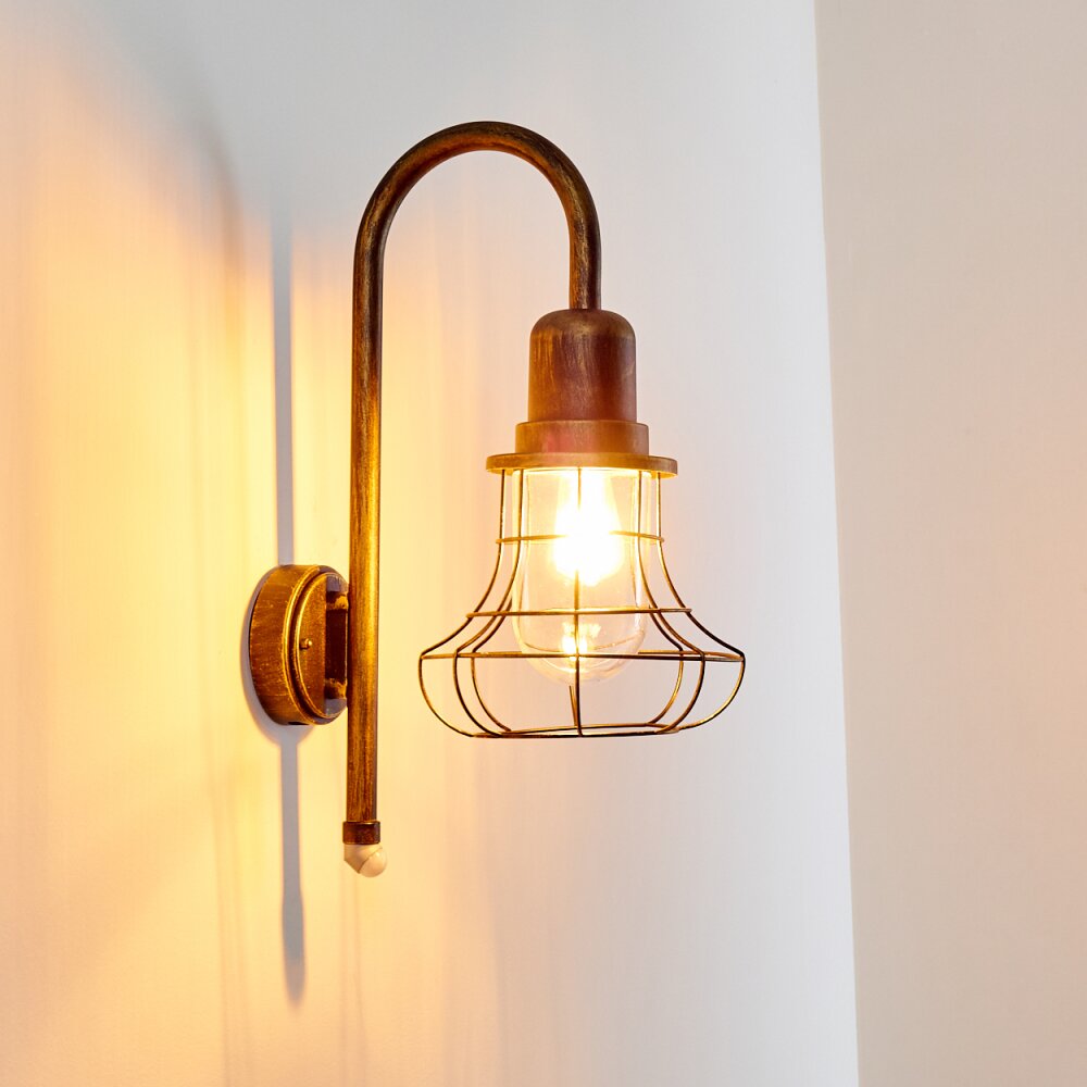 Borkan Buiten muurverlichting Bruin, Goud, 1-licht, Bewegingsmelder