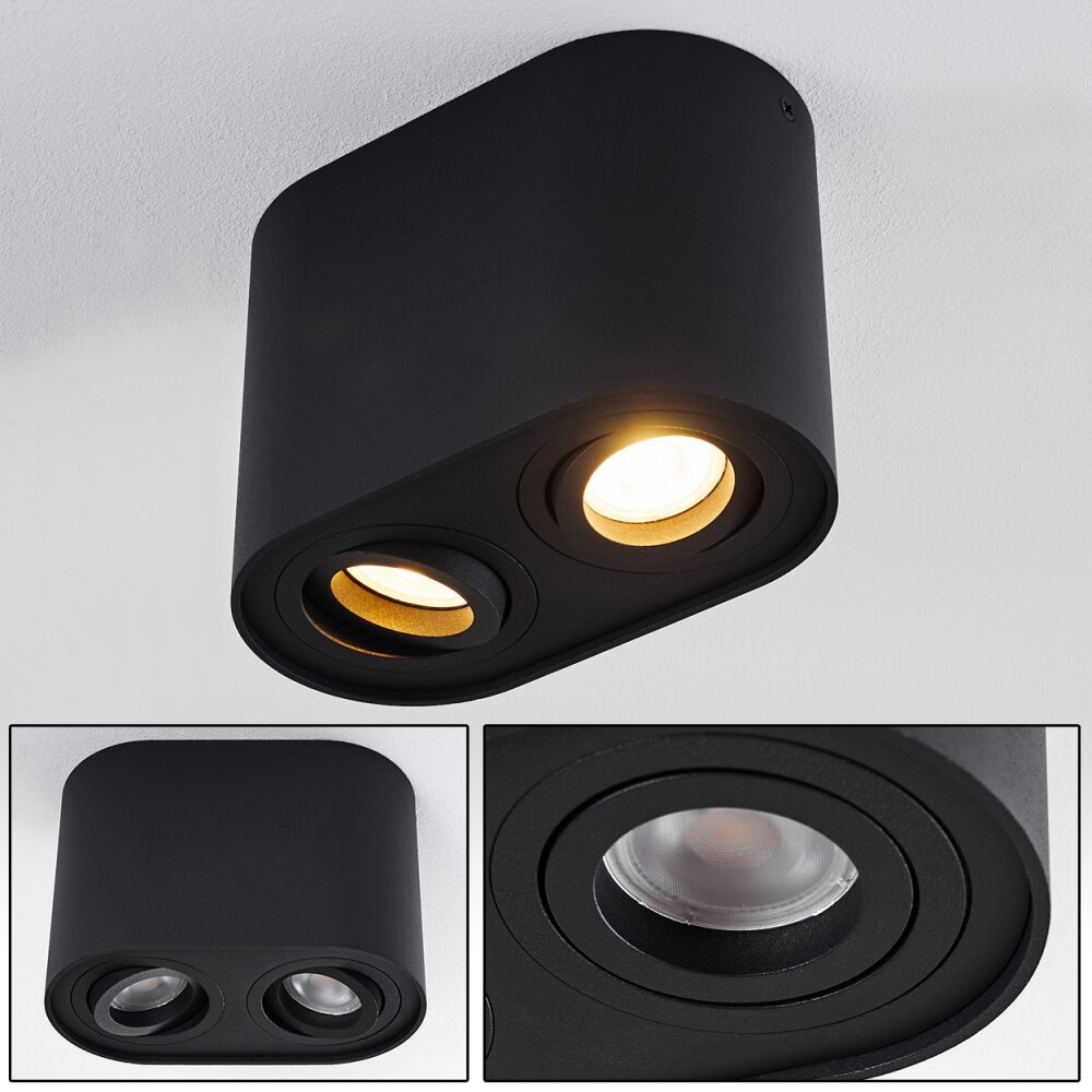 Quimper Plafondlamp Zwart, 2-lichts main product photo
