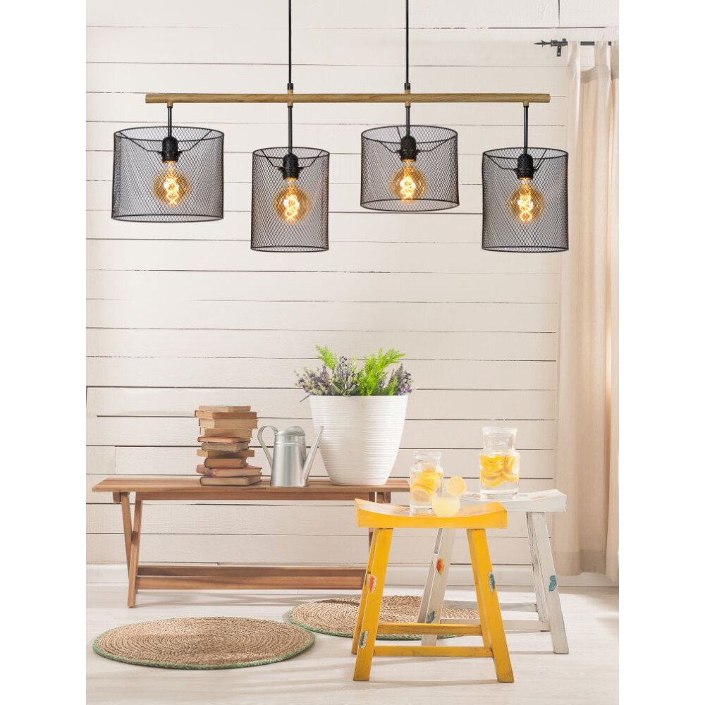 Lucide BASKETT Hanglampen Zwart, 4-lichts main product photo