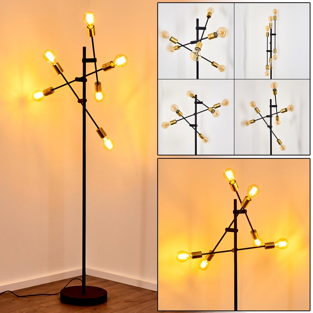 Coppet Staande lamp Zwart-Goud, 6-lichts main product photo