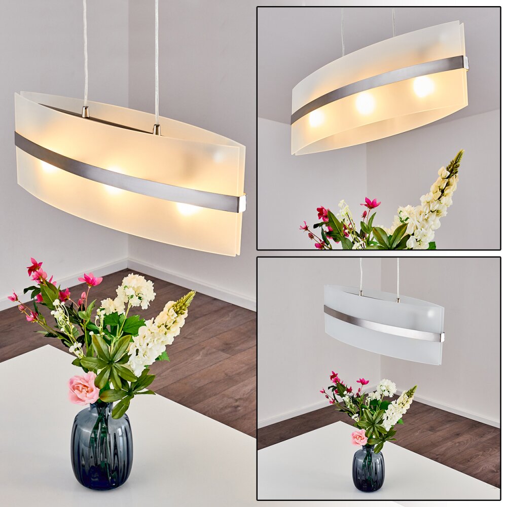 Avellino Hanglamp roestvrij staal, Wit, 3-lichts main product photo