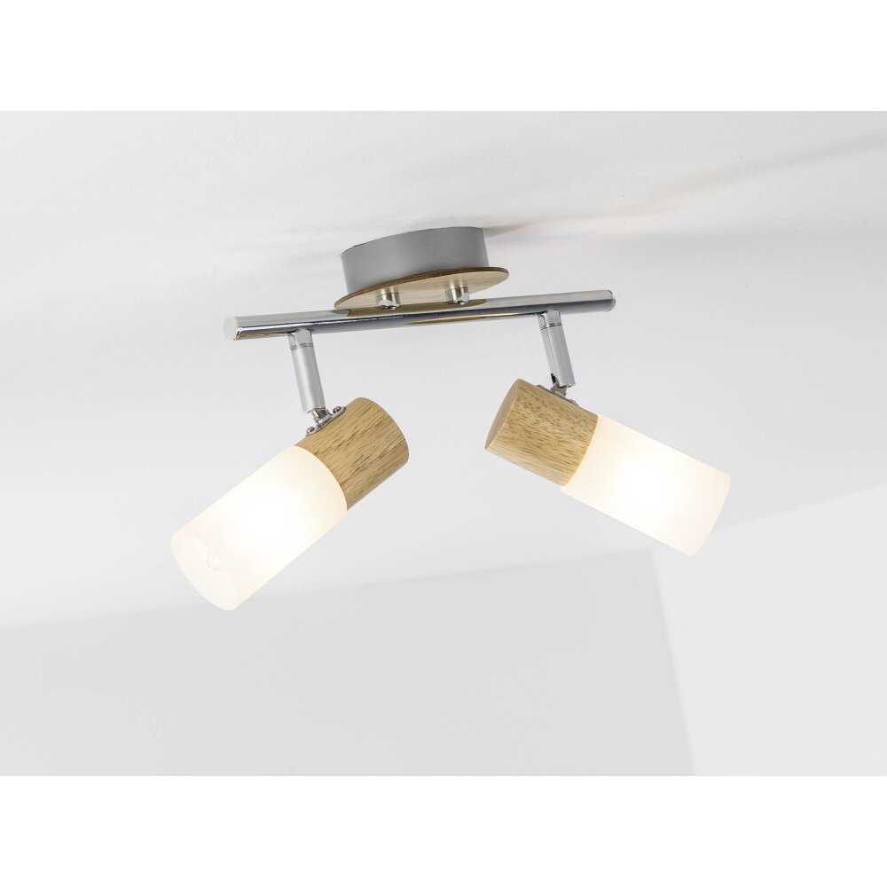 Brilliant Babsan Plafond spot Hout donker, Wit, 2-lichts main product photo