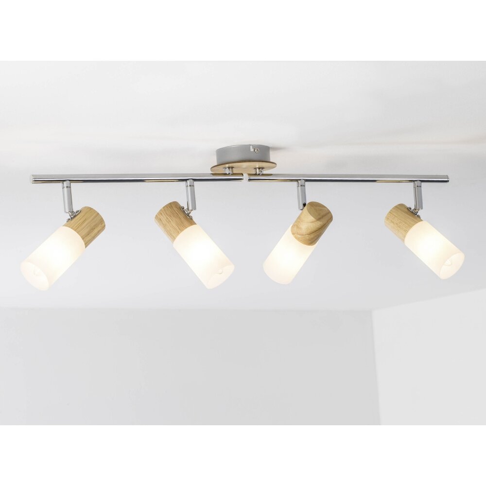 Brilliant Babsan Plafond spot Hout donker, Wit, 4-lichts main product photo