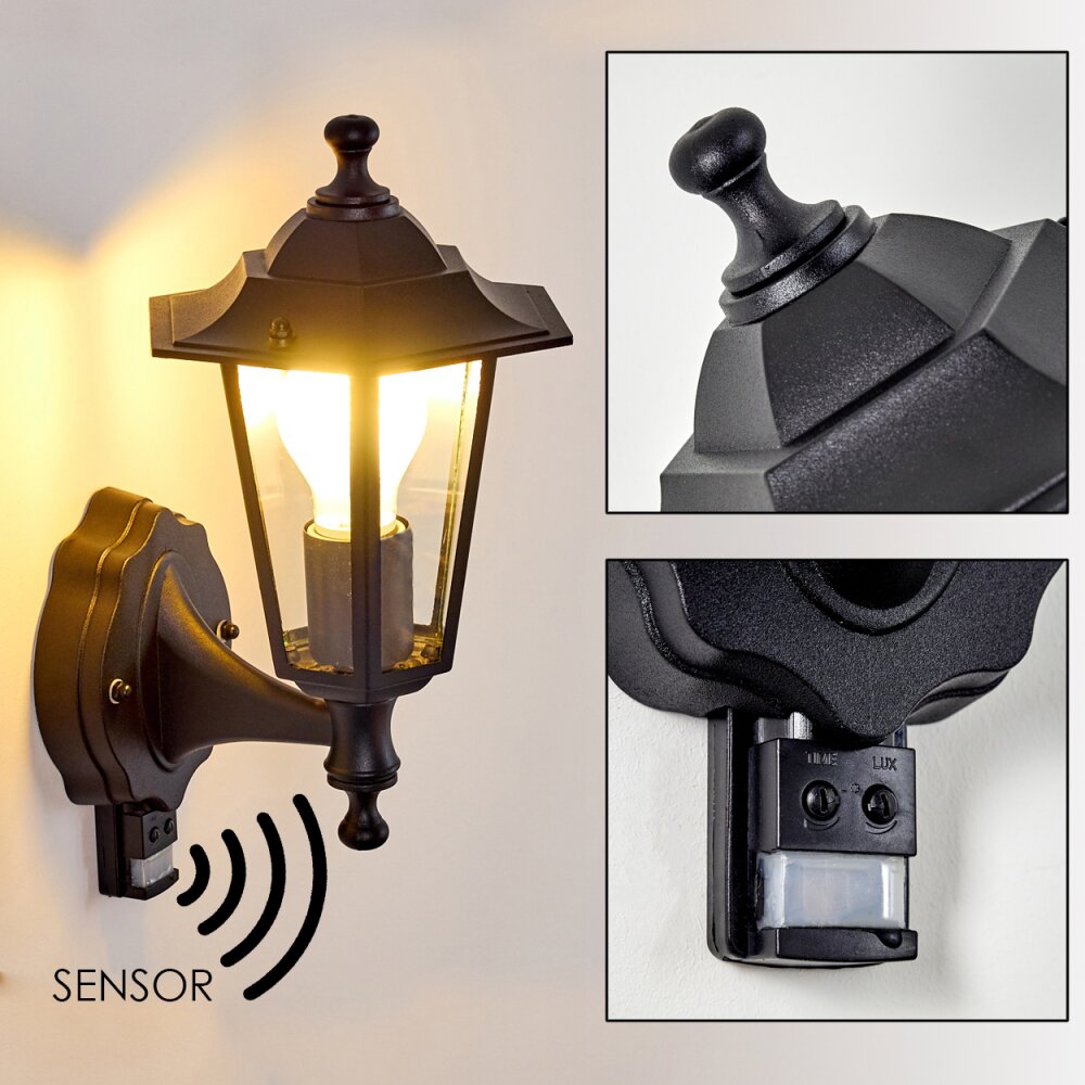 Valtimo Buiten muurverlichting Zwart, 1-licht, Bewegingsmelder main product photo