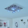 Marsen Plafondlamp LED Nikkel mat, 4-lichts, Afstandsbediening, Kleurwisselaar