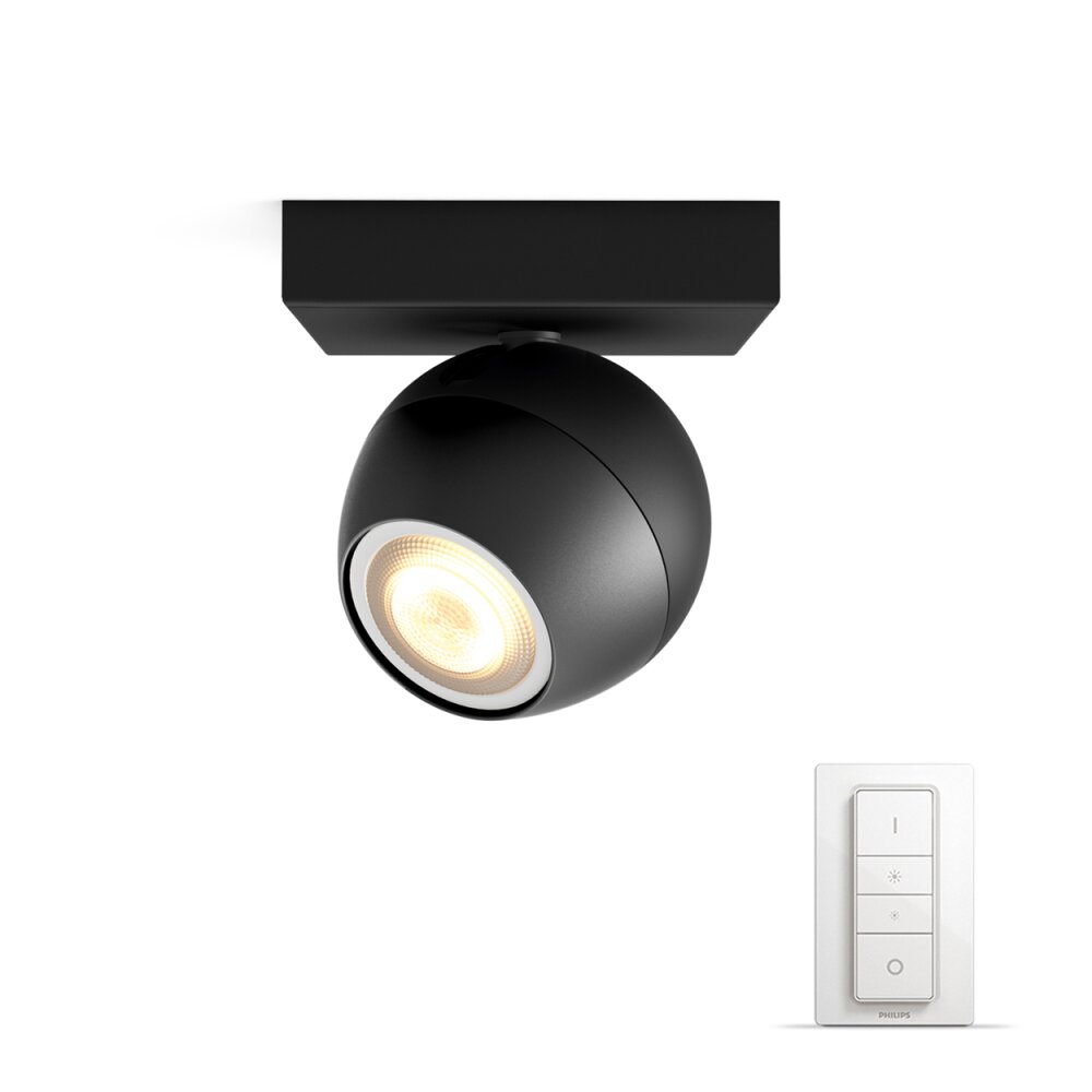 Philips Hue Ambiance White Buckram Plafondspot basisset Zwart, 1-licht, Afstandsbediening main product photo