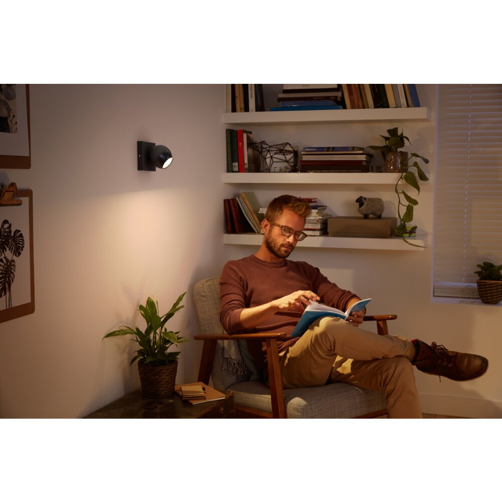 Philips Hue Ambiance White Buckram Plafondspot basisset Zwart, 1-licht, Afstandsbediening