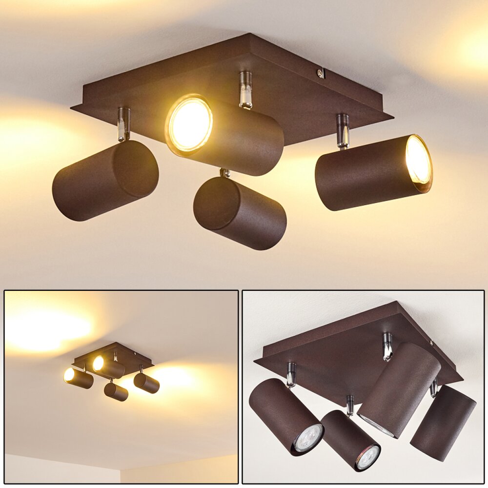 Zuoz Plafondlamp Chroom, Roest, 4-lichts main product photo