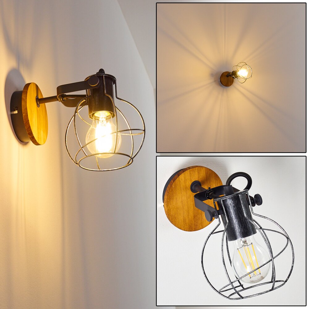Sundsvall Muurlamp Hout donker, Zwart, 1-licht main product photo