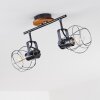 Sundsvall Plafondlamp Hout donker, Zwart, 2-lichts