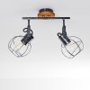 Sundsvall Plafondlamp Hout donker, Zwart, 2-lichts