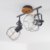 Sundsvall Plafondlamp Hout donker, Zwart, 2-lichts