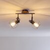 Sundsvall Plafondlamp Hout donker, Zwart, 2-lichts