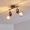 Sundsvall Plafondlamp Hout donker, Zwart, 2-lichts