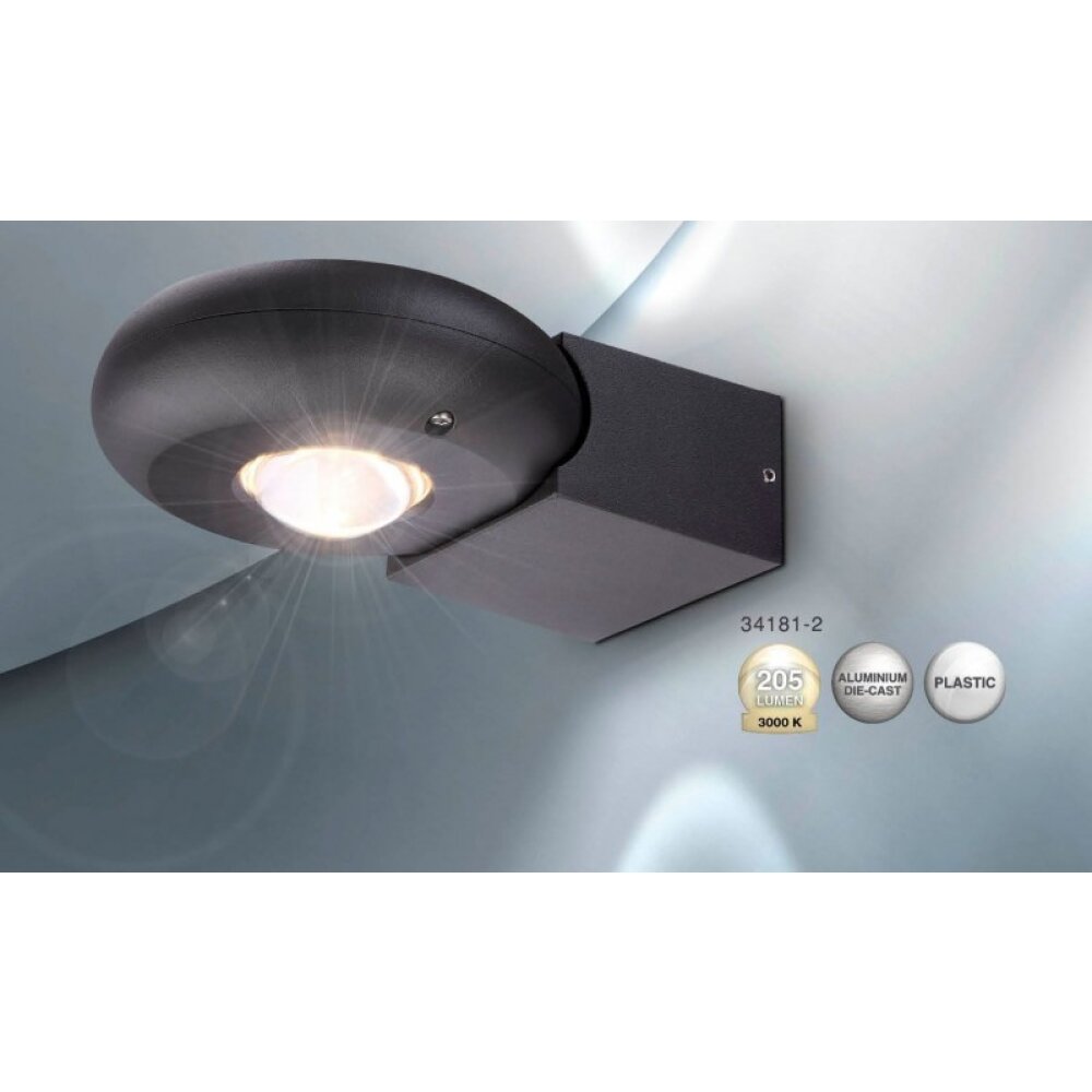 Globo RINAH Buitenlamp LED Grijs, 2-lichts main product photo