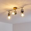 Sundsvall Plafondlamp Hout donker, Zwart, 3-lichts