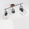 Sundsvall Plafondlamp Hout donker, Zwart, 3-lichts