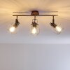 Sundsvall Plafondlamp Hout donker, Zwart, 3-lichts