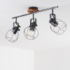 Sundsvall Plafondlamp Hout donker, Zwart, 3-lichts