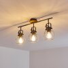Sundsvall Plafondlamp Hout donker, Zwart, 3-lichts