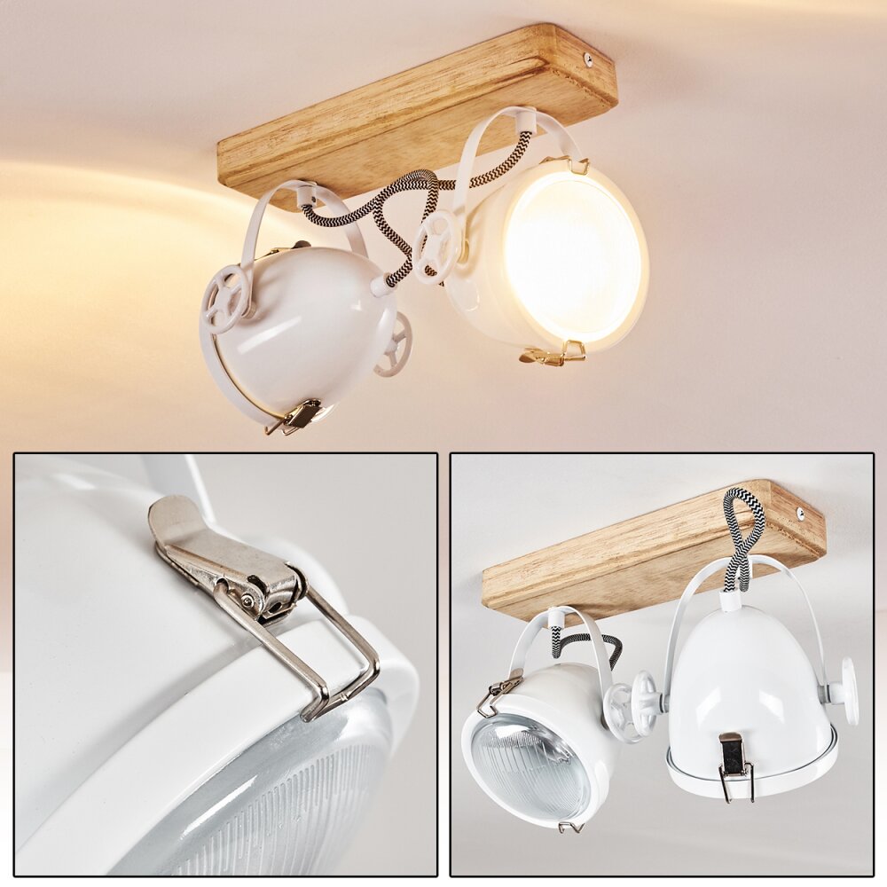 Coruna Plafondlamp Hout licht, Wit, 2-lichts main product photo