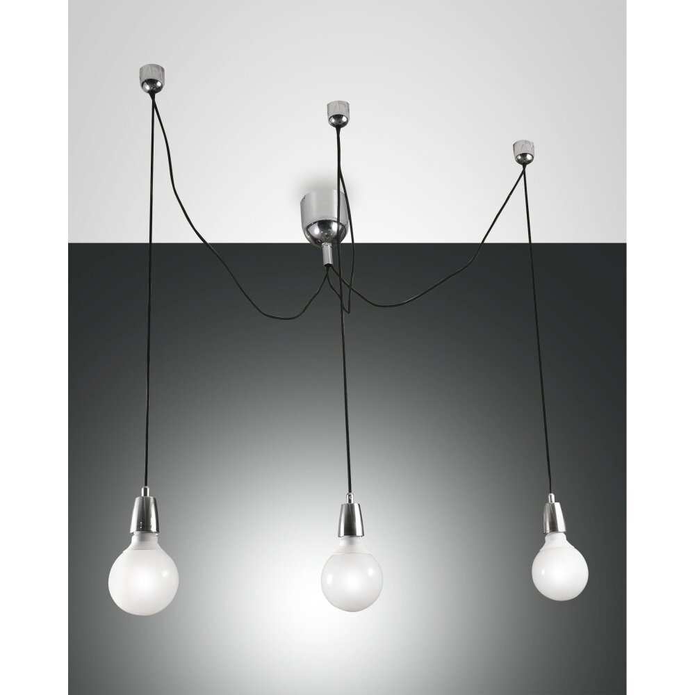 Fabas Luce Blog Hanglampen Chroom, Zwart, 3-lichts main product photo