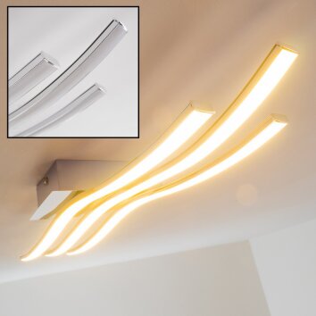 Cartago Plafondlamp LED Chroom, 3-lichts Cartago Plafondlamp LED Chroom, 3-lichts